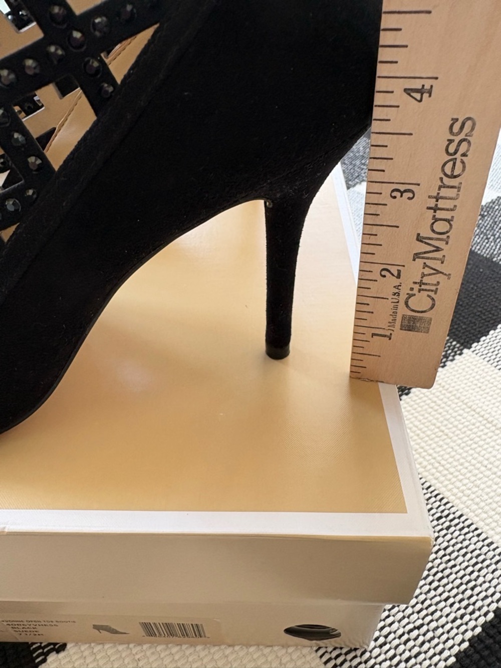 Michael Kors Yvonne Black Studded Open Toe Suede High Heel Bootie - Picture 7 of 12